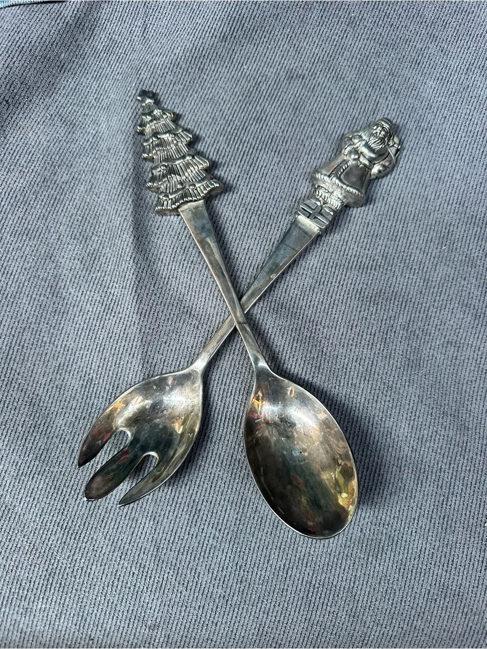 Wallace christmas silver plated serving spoon & fork Wallace